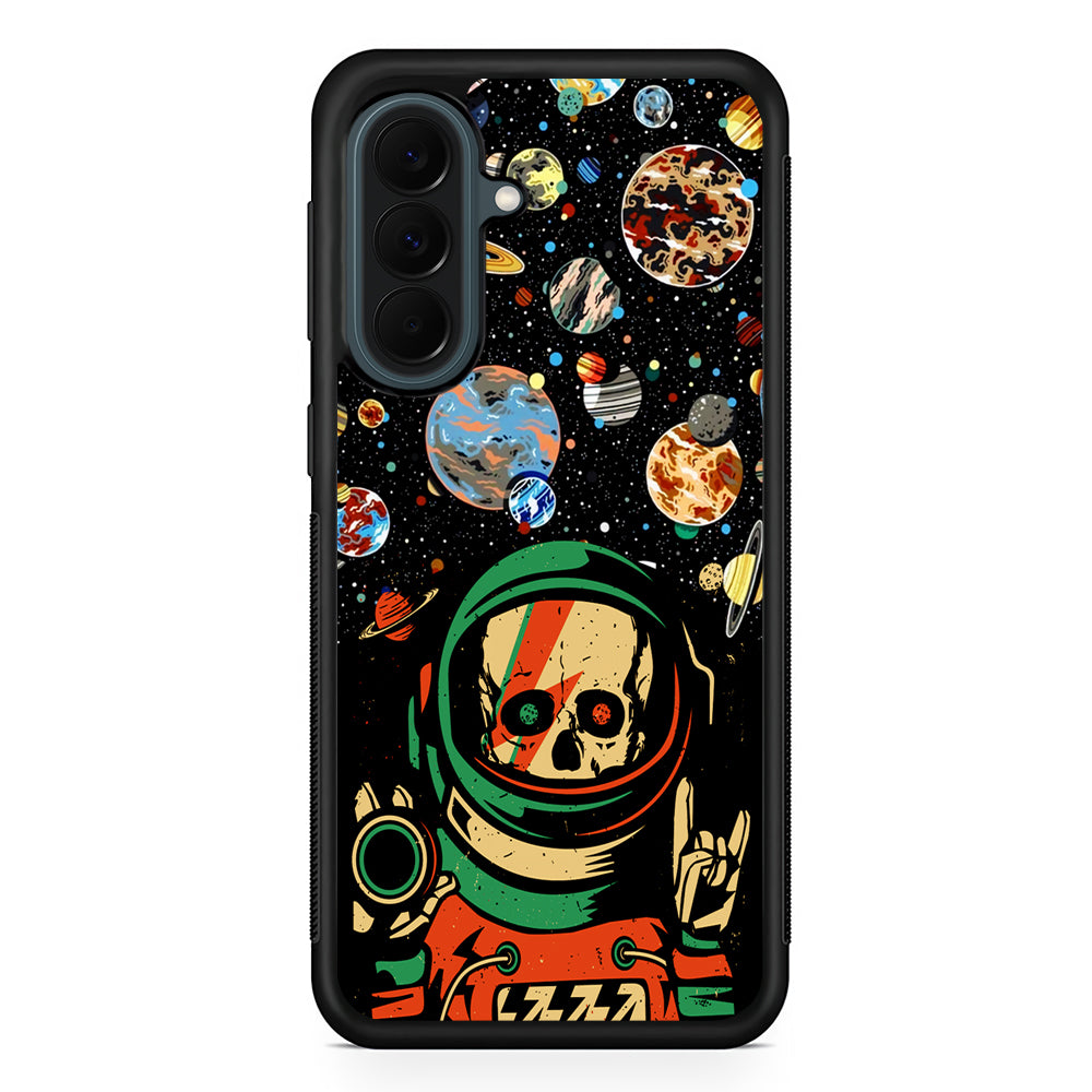Astro Skull on The Space Samsung Galaxy A37 Case | Samsung Galaxy A37 Rubber Phone Case