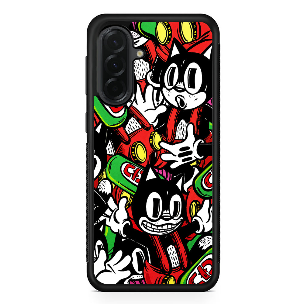 Felix The Cat Club Party Samsung Galaxy A36 Case | Protective Rubber Cover
