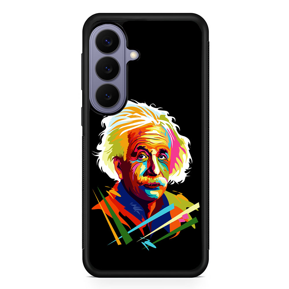 Albert Einstein Pop Art Black Samsung Galaxy S26 Case | Durable Rubber Case for Samsung Galaxy S26