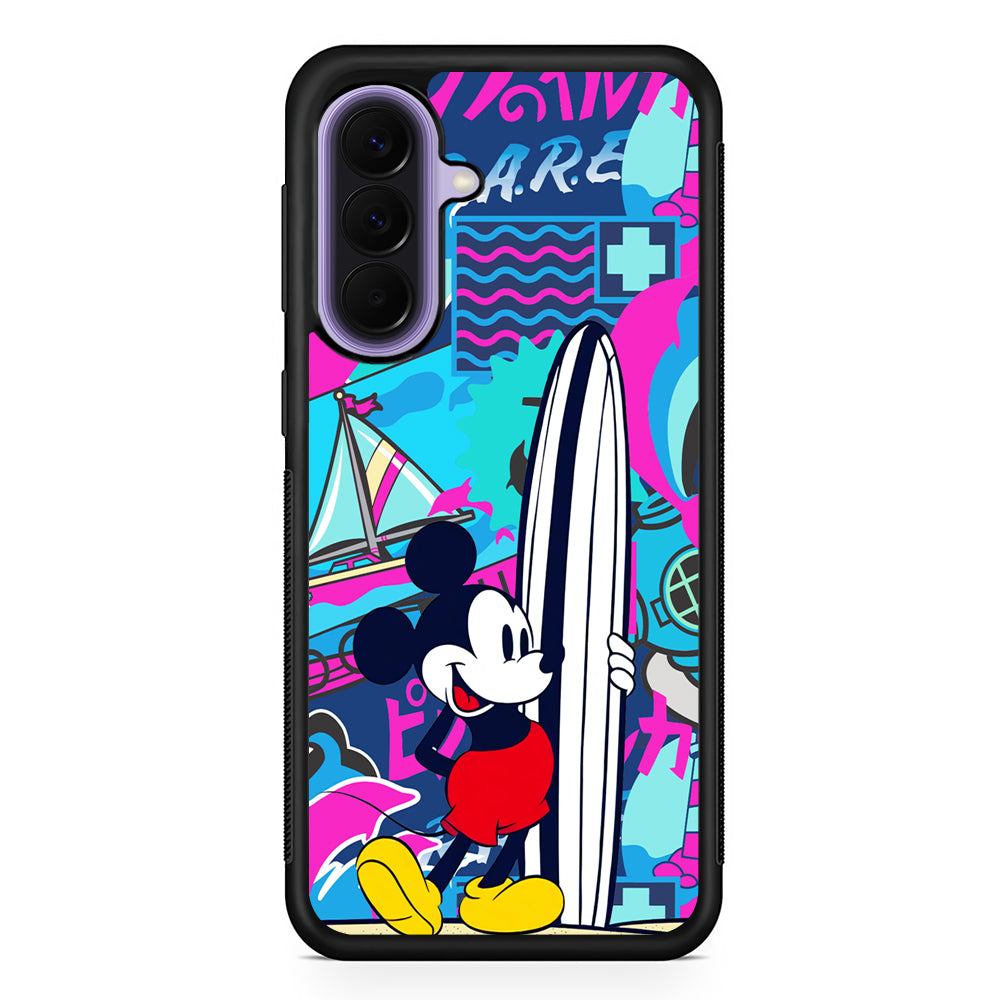 Mickey Mouse Surf Board Samsung Galaxy A57 Case | Slim Samsung Galaxy A57 Rubber Case