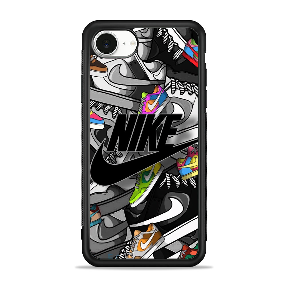 Nike Collection Shoes Black Logo iPhone 16e Case - Slim Silicone Case