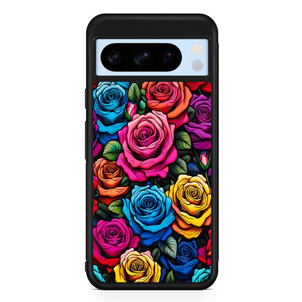 Colourful Roses Flowers Aesthetic Google Pixel 8 Pro Case | Slim Rubber Case for Google Pixel 8 Pro