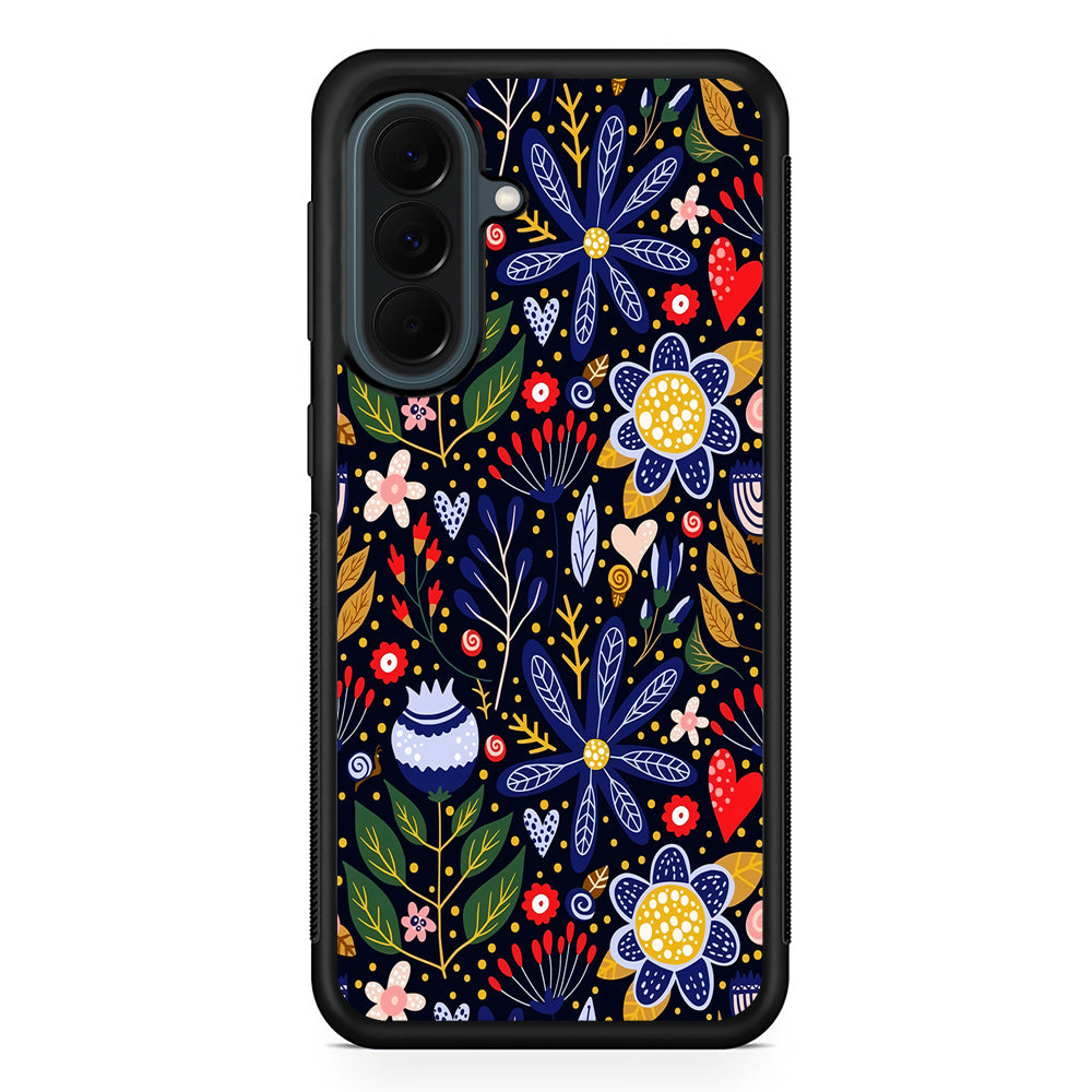 Flowers on a Dark Aesthetic Samsung Galaxy A37 Case | Samsung Galaxy A37 Rubber Phone Case