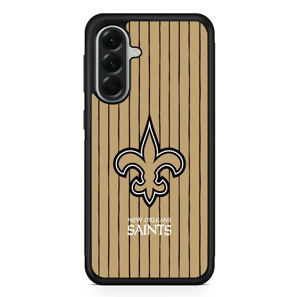 NFL New Orleans Saints Striped Samsung Galaxy A56 Case | Samsung Galaxy A56 Protective Rubber Case