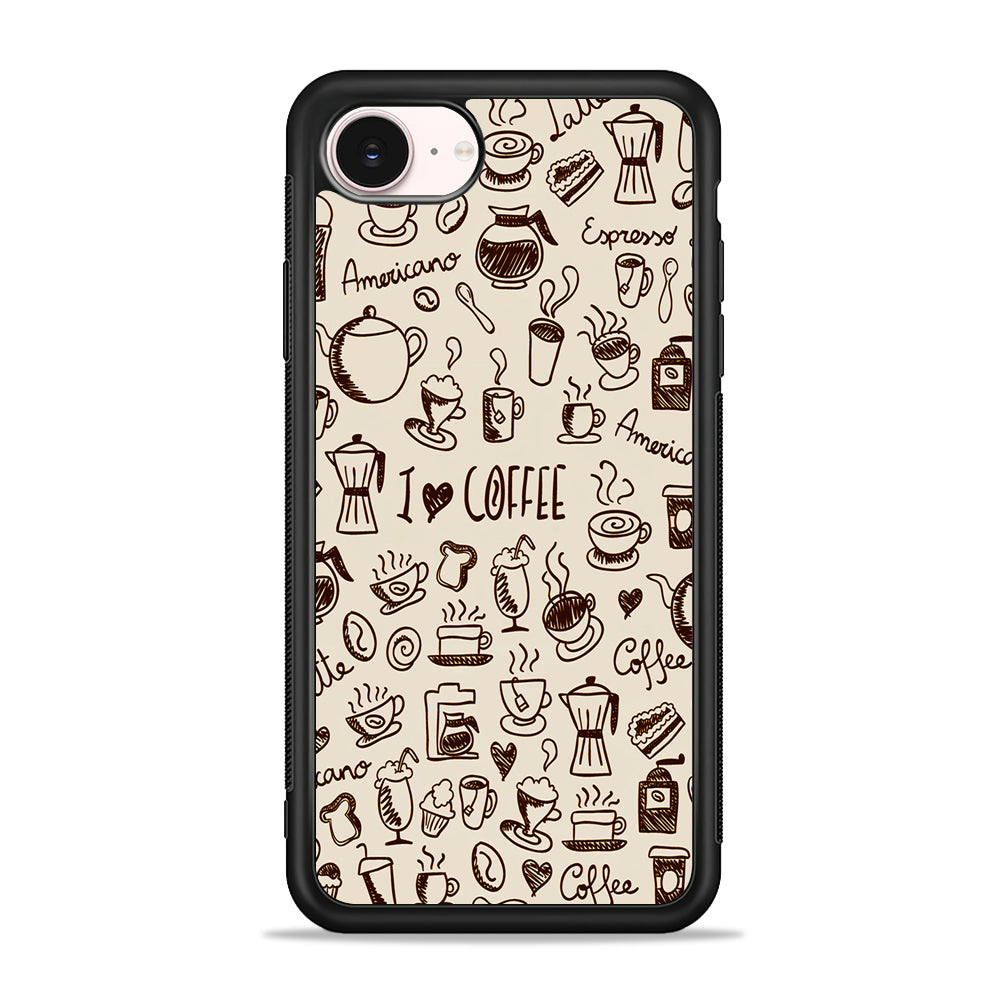 CoffeeTime Doodle iPhone 17e Case - Silicone Case