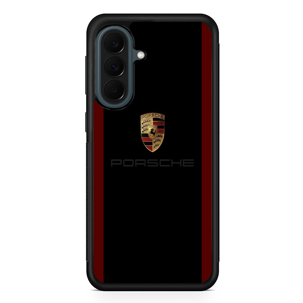 Porsche Logo Stripe Maroon Samsung Galaxy A37 Case | Samsung Galaxy A37 Rubber Phone Case