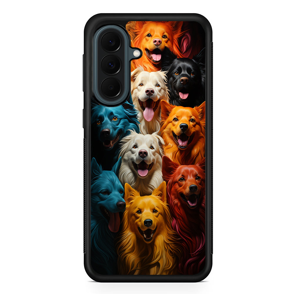 Collection of Colorful Dogs Samsung Galaxy A37 Case | Samsung Galaxy A37 Rubber Phone Case