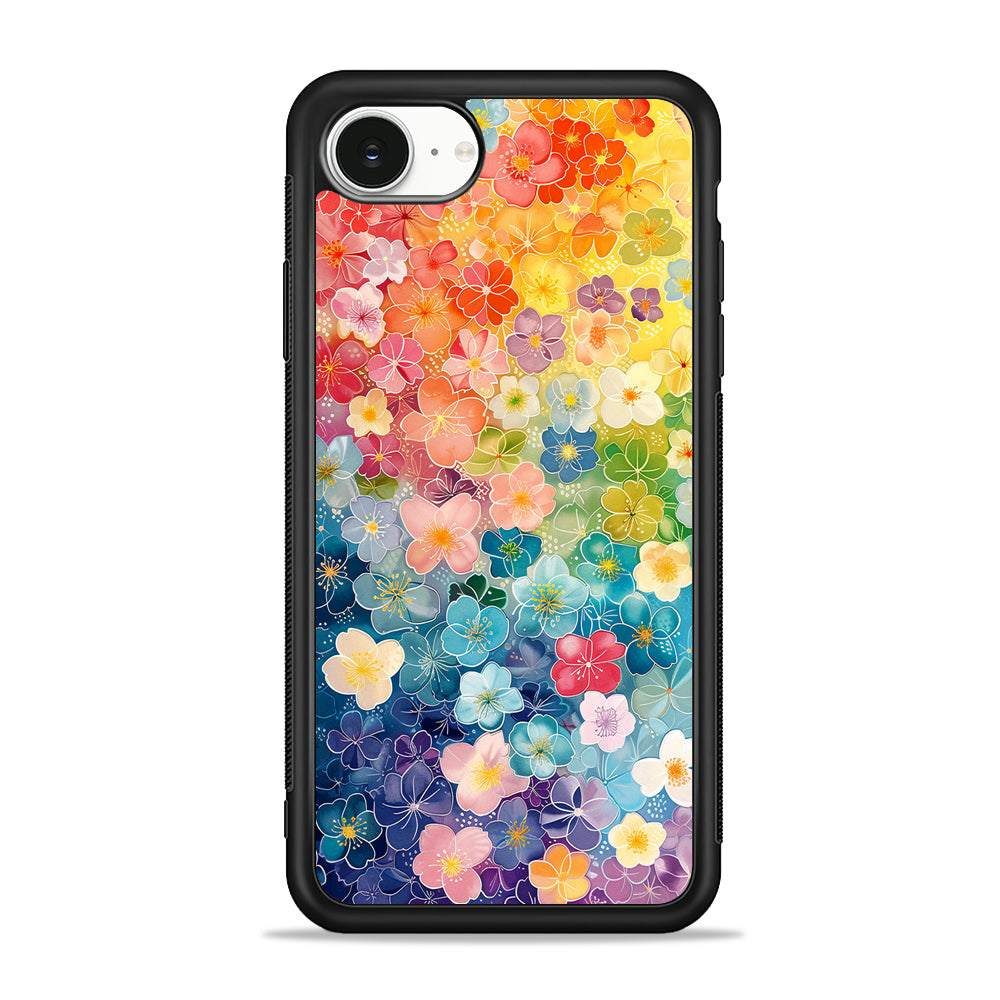 Artistic Rainbow Flower Pattern iPhone 16e Case | Protective Phone Cover
