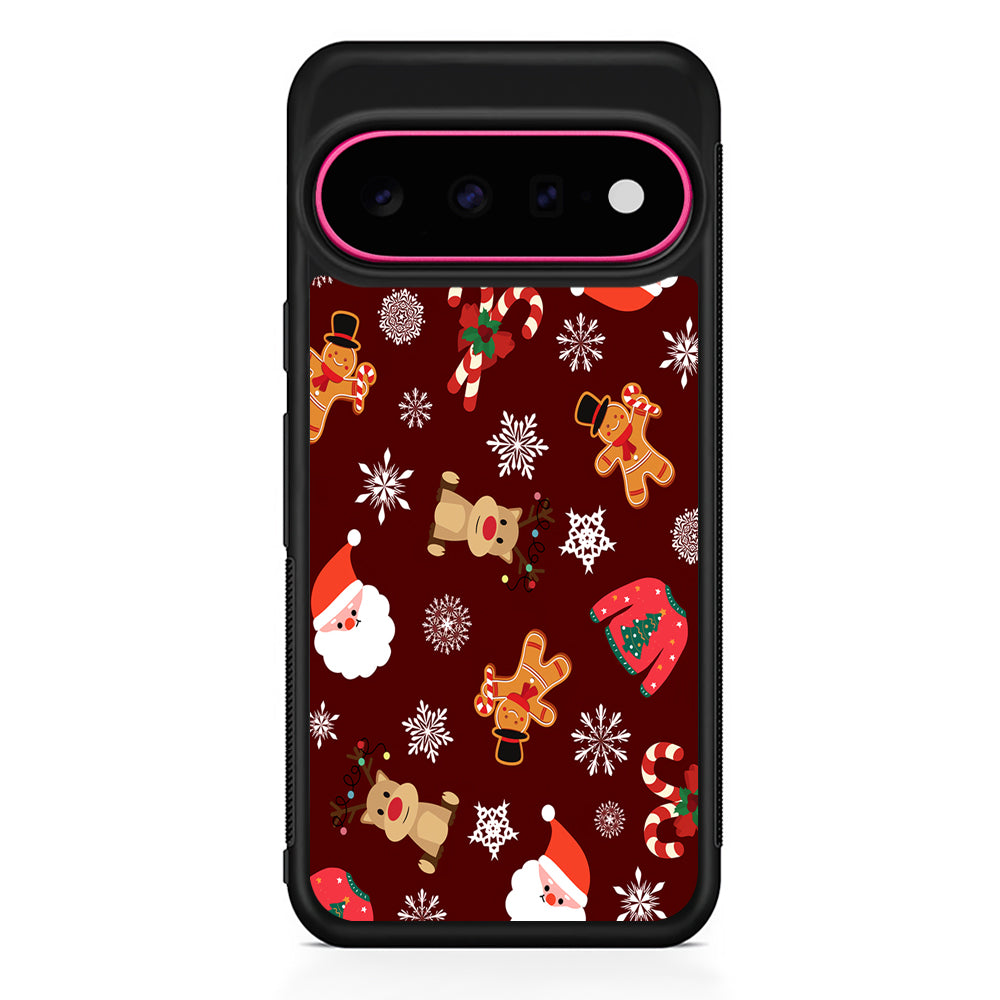 Christmas Ornaments Pattern Maroon Google Pixel 11 Case | Slim Shockproof Cover