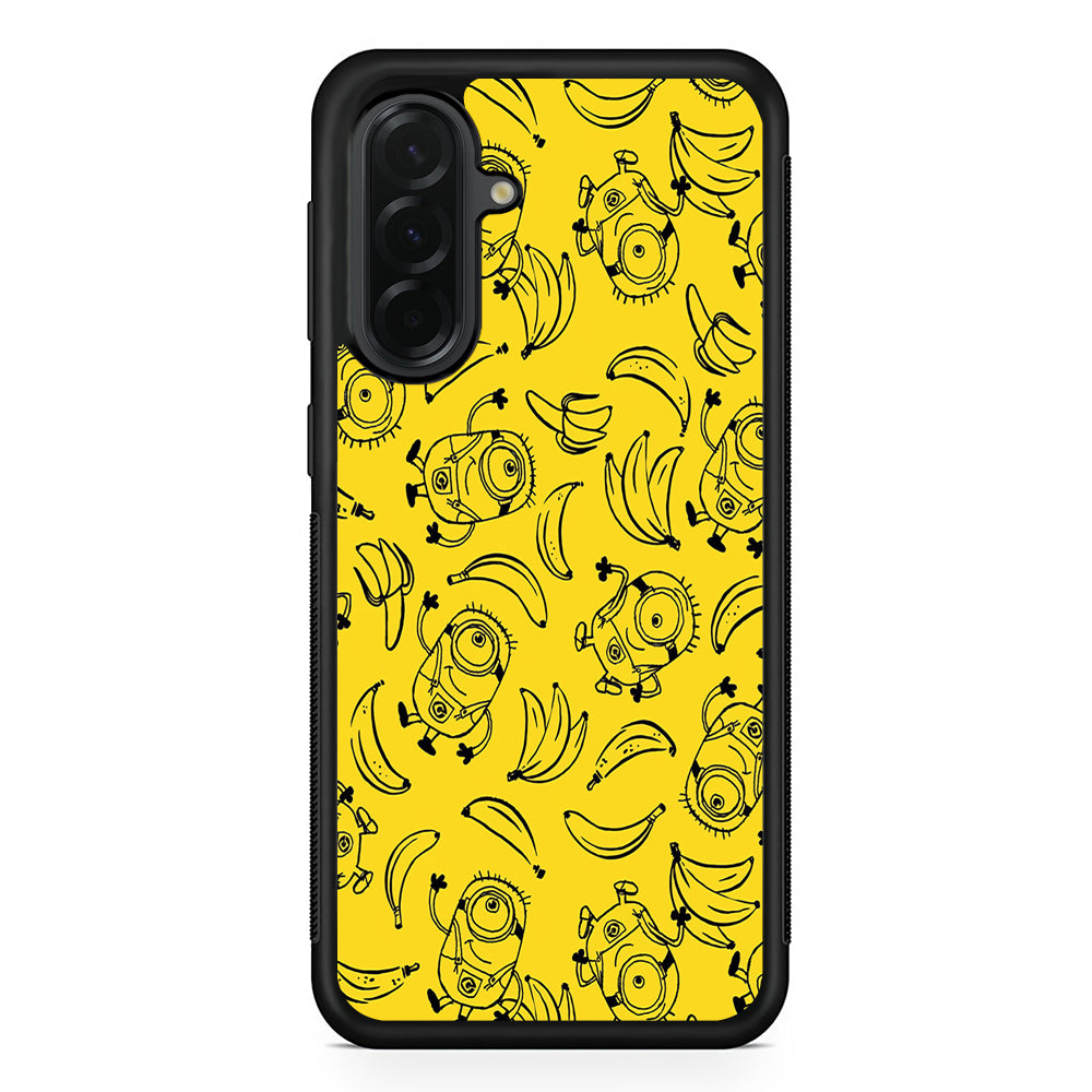Minions and Banana Yellow Samsung Galaxy A36 Case | Protective Rubber Cover