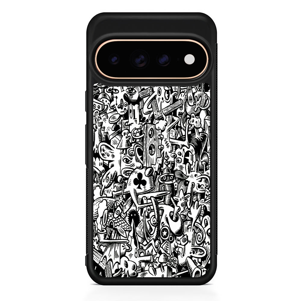 Graffiti Doodle Monokrom Google Pixel 11 Pro Case - Stylish Protective Phone Case