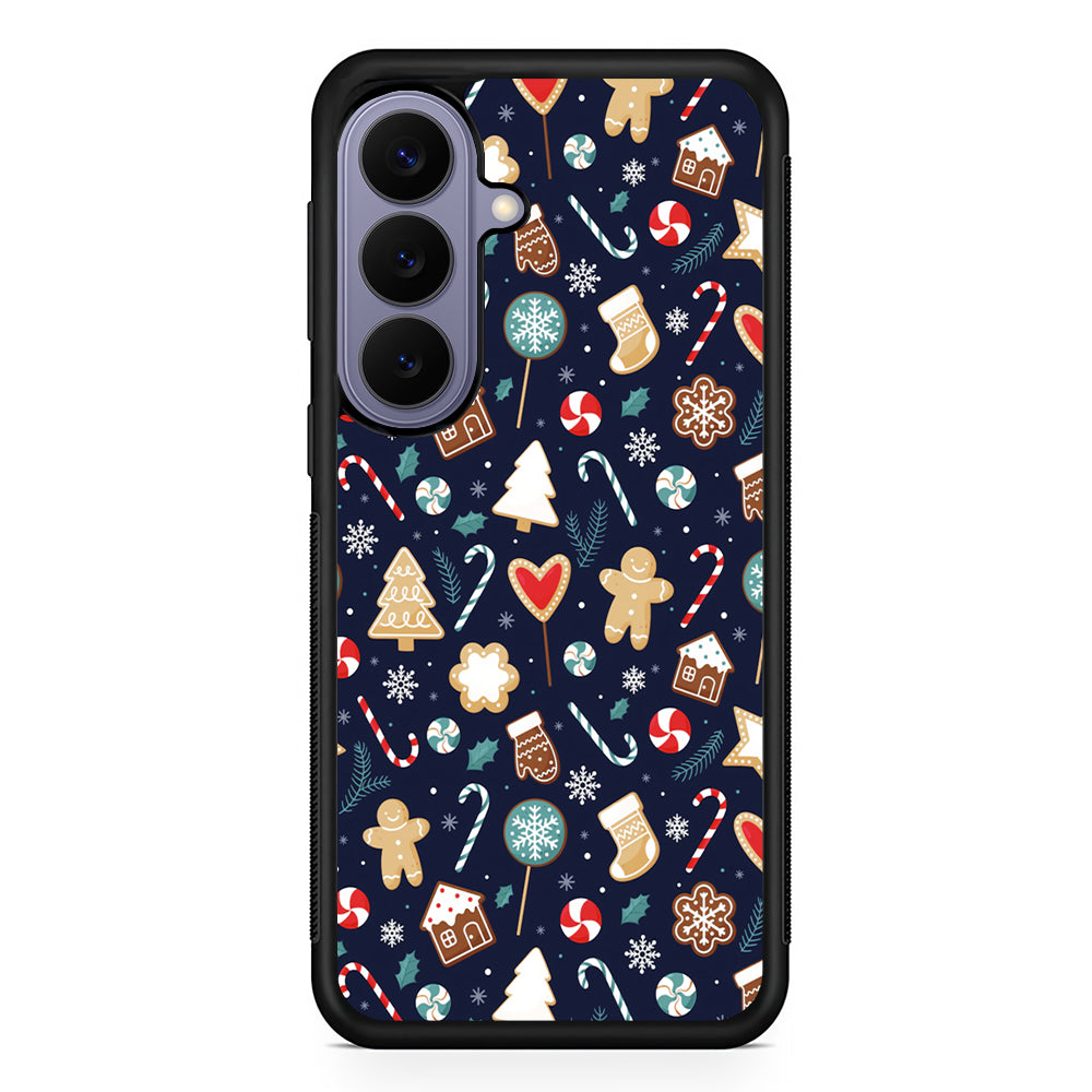 Christmas Ornaments Pattern Navy Samsung Galaxy S26 Case | Durable Rubber Case for Samsung Galaxy S26