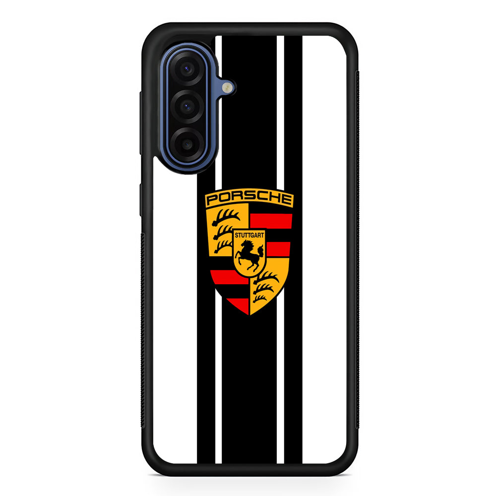 Porsche Stripe White Emblem Samsung Galaxy A17 Case | Samsung Galaxy A17 Protective Rubber Case