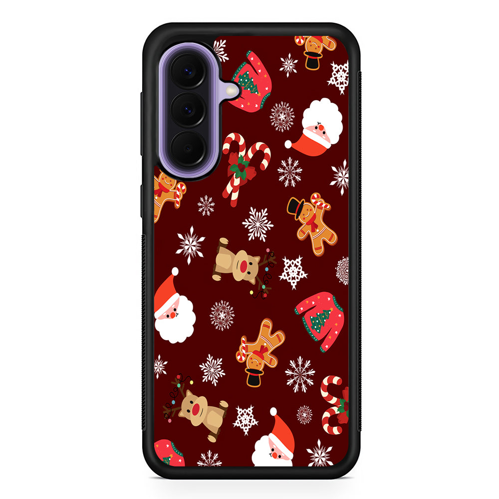 Christmas Ornaments Pattern Maroon Samsung Galaxy A57 Case | Slim Samsung Galaxy A57 Rubber Case