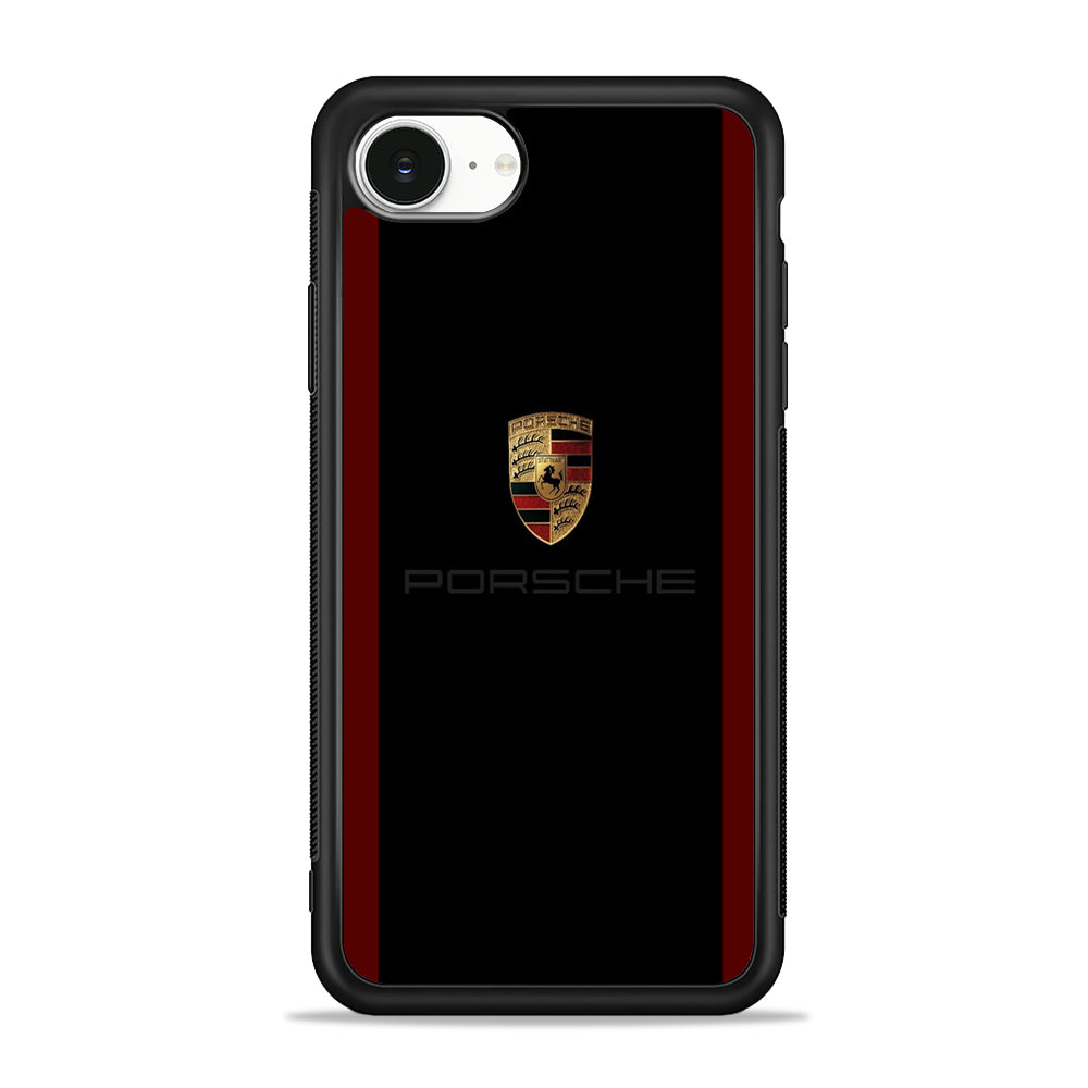 Porsche Logo Stripe Maroon iPhone 16e Case - Slim Silicone Case