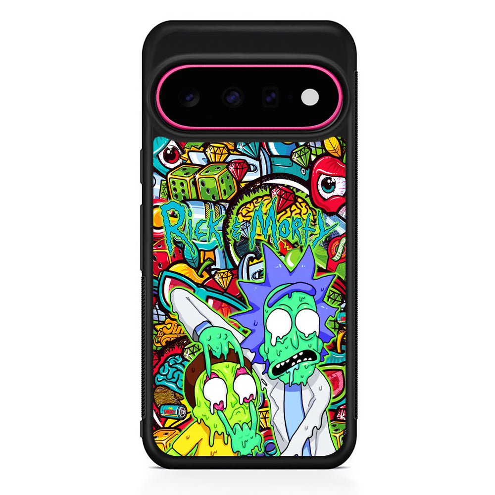 Rick and Morty Melt in Doodle Google Pixel 11 Case | Slim Shockproof Cover