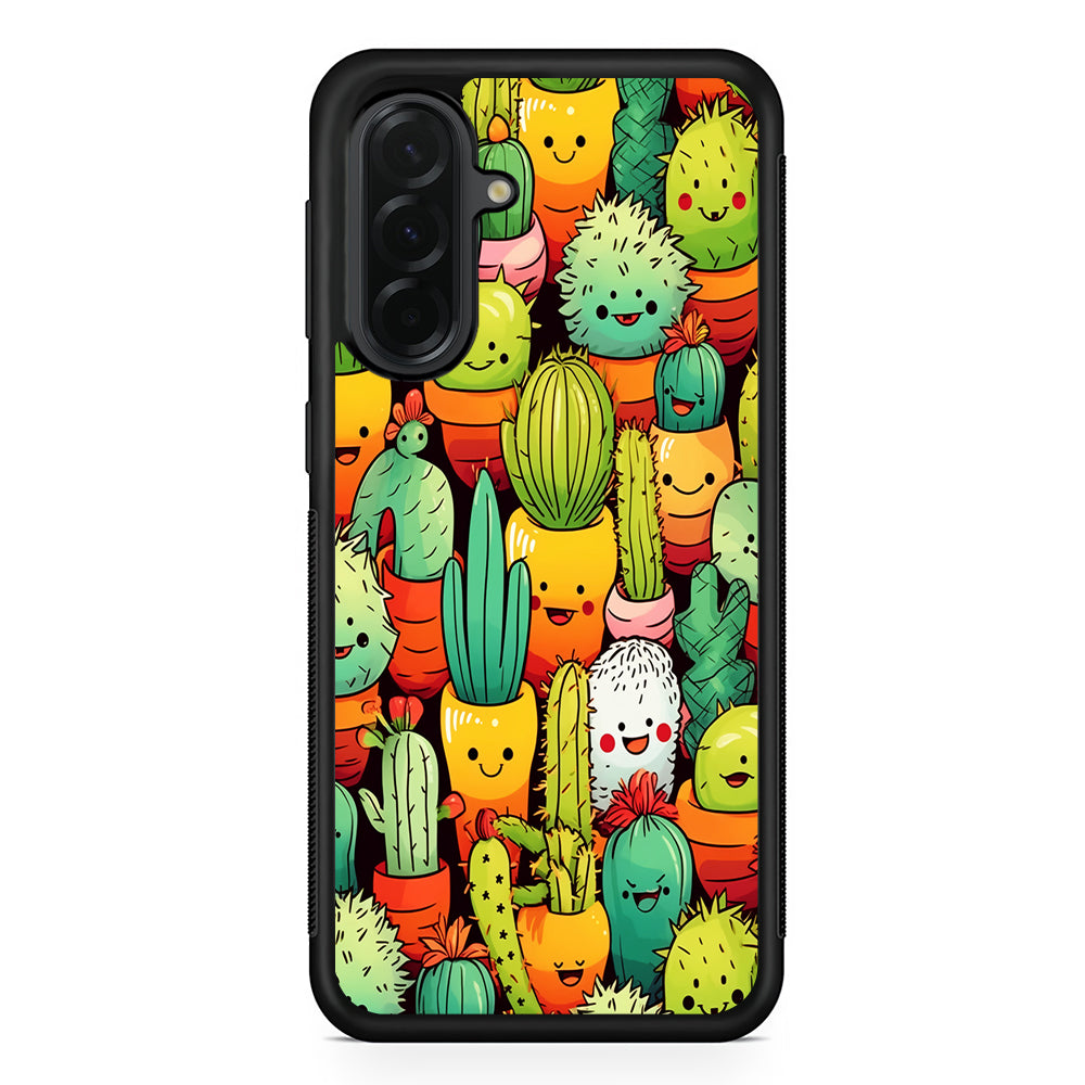 Cactus Cartoon in Pots Samsung Galaxy A36 Case | Protective Rubber Cover