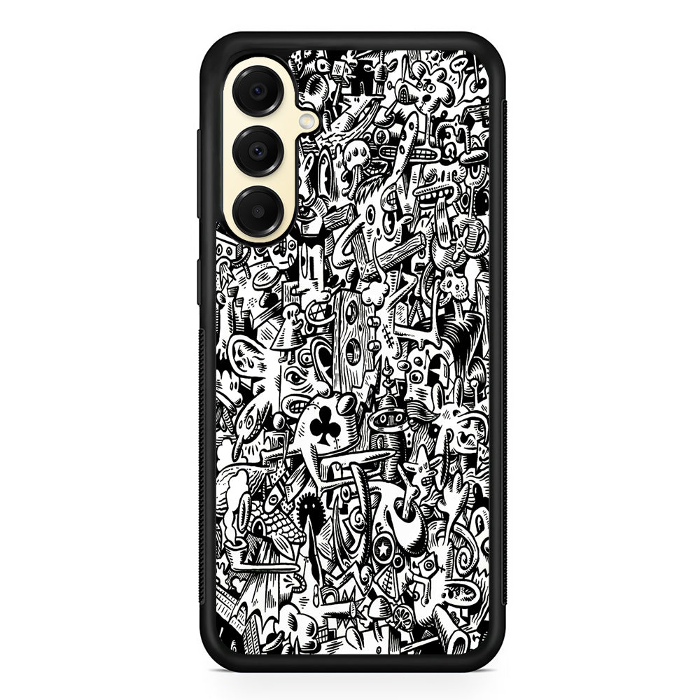 Graffiti Doodle Monokrom Samsung Galaxy A16 Case | Slim Rubber Samsung Galaxy A16 Case