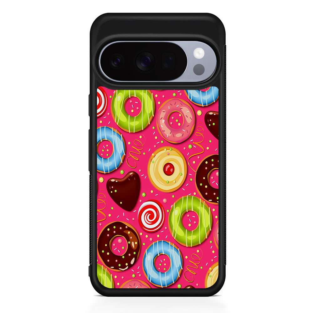 Pink Sweet Cute Donuts Google Pixel 10 Pro Case | Slim Google Pixel 10 Pro Rubber Case