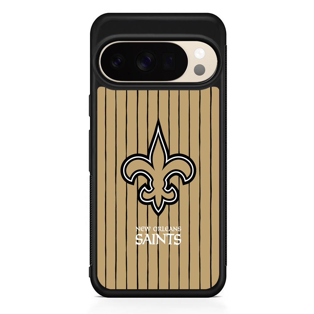NFL New Orleans Saints Striped Google Pixel 10 Pro XL Case | Slim Google Pixel 10 Pro XL Protective Case