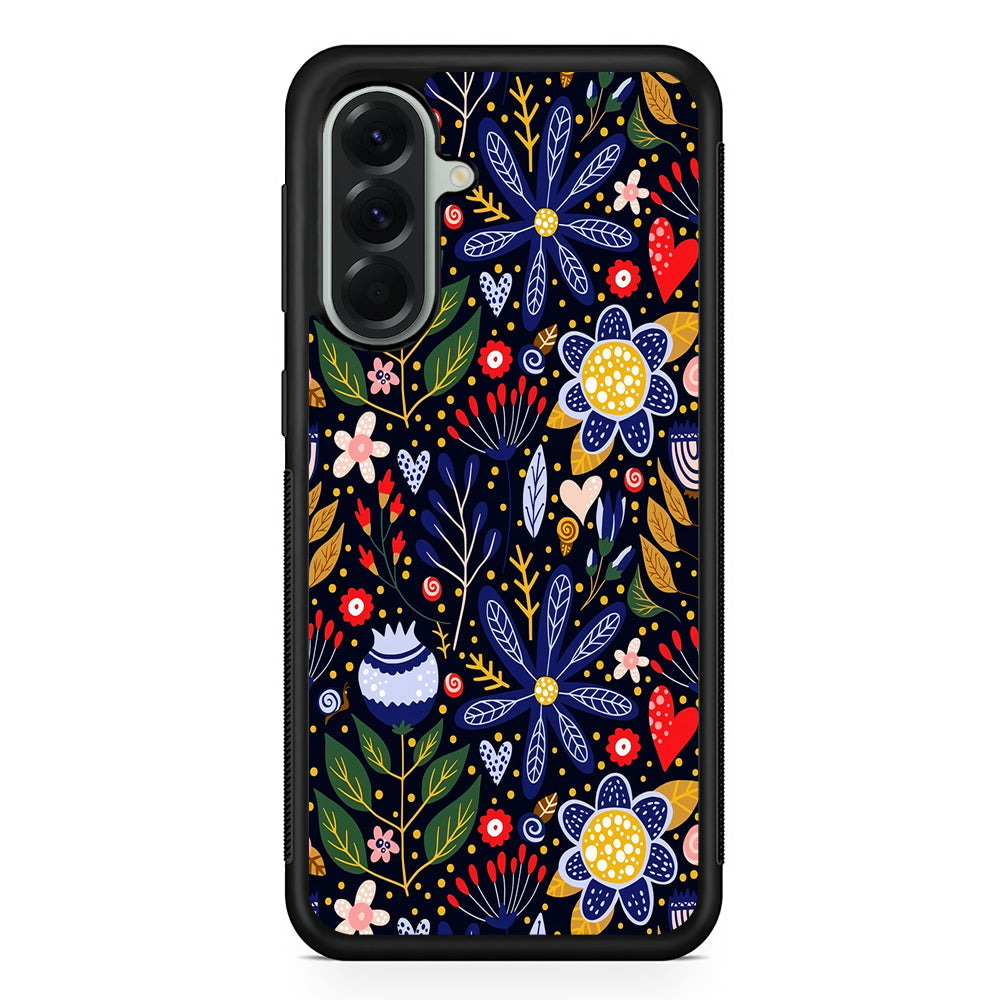 Flowers on a Dark Aesthetic Samsung Galaxy A56 Case | Samsung Galaxy A56 Protective Rubber Case