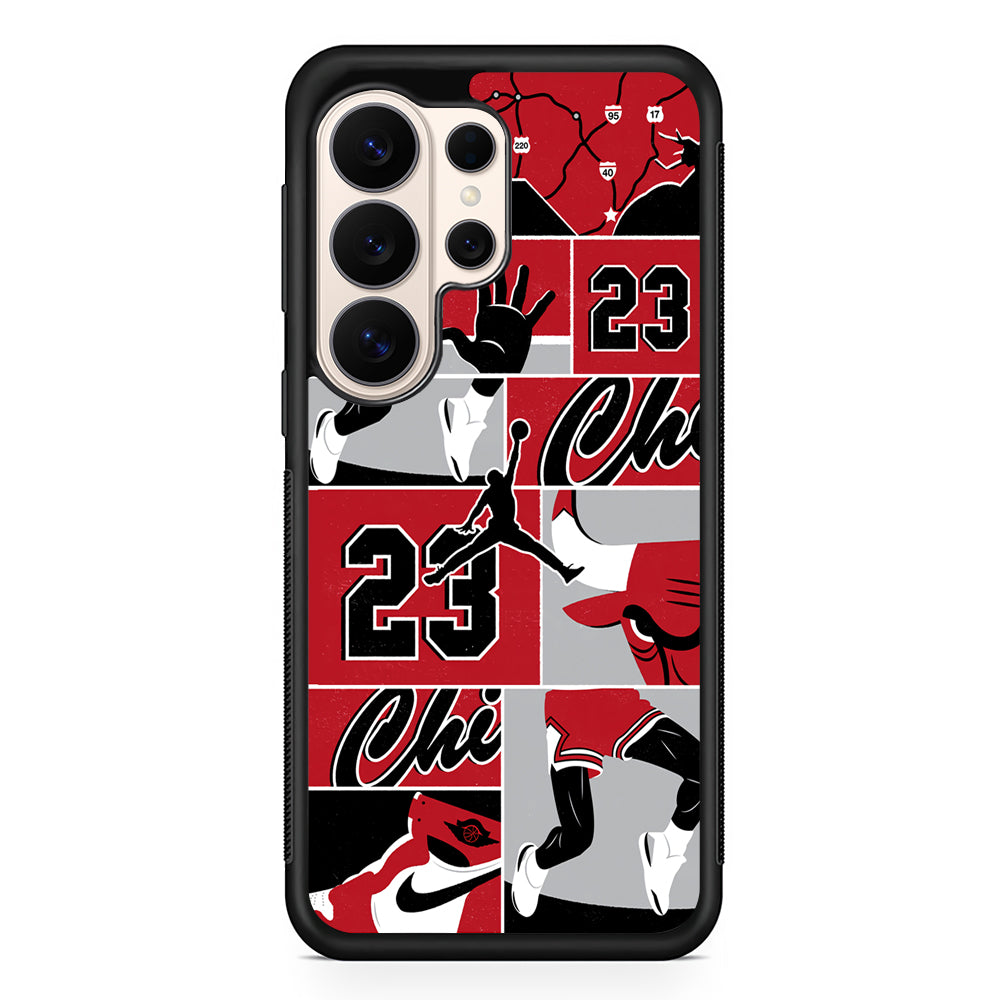 Air Jordan Team Collage Backdrop Samsung Galaxy S26 Ultra Case | Durable Samsung Galaxy S26 Ultra Phone Case