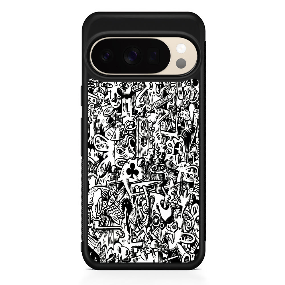 Graffiti Doodle Monokrom Google Pixel 10 Pro XL Case | Slim Google Pixel 10 Pro XL Protective Case