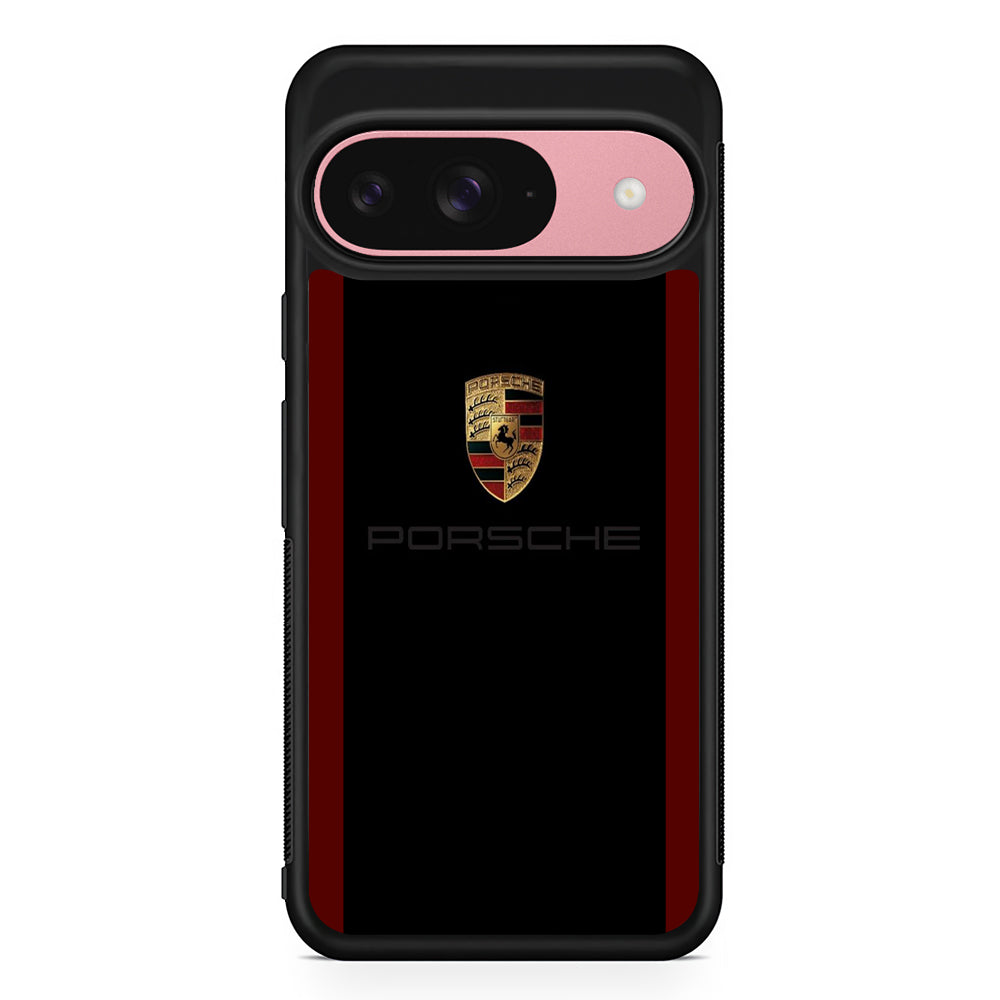 Porsche Logo Stripe Maroon Google Pixel 9 Case | Durable Google Pixel 9 Cover