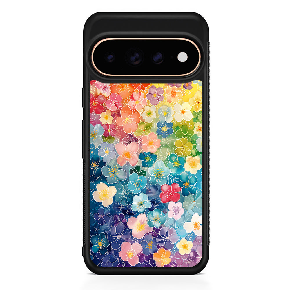 Artistic Rainbow Flower Pattern Google Pixel 11 Pro Case - Stylish Protective Phone Case