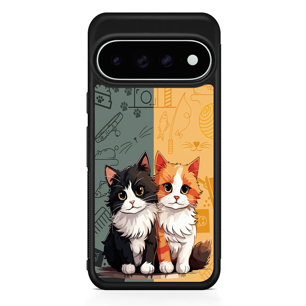 Two Cute Cats Kawai Google Pixel 11 Pro XL Case - Custom Design Protective Case