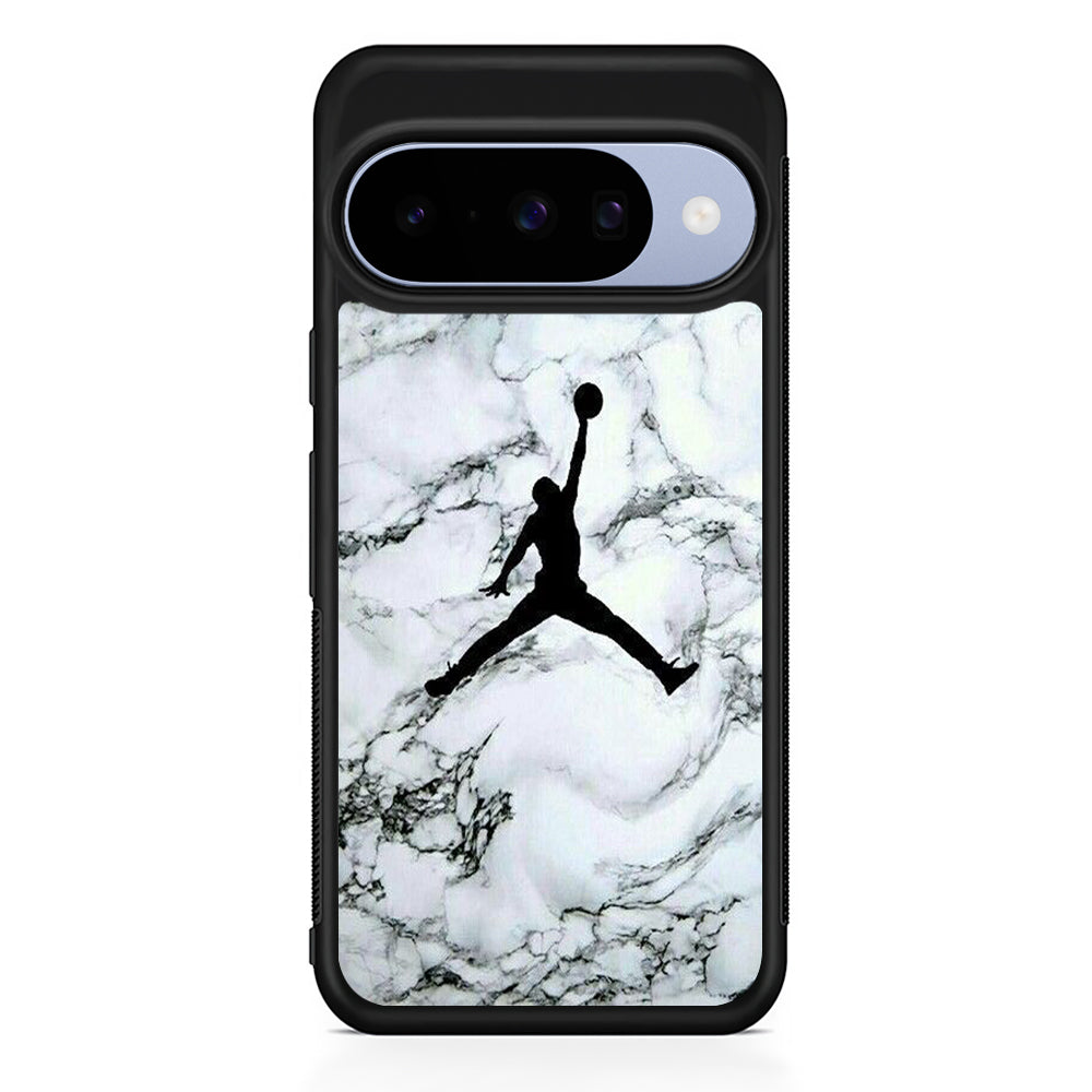 Jordan White Marble Logo Google Pixel 10 Case | Google Pixel 10 Rubber Protective Case