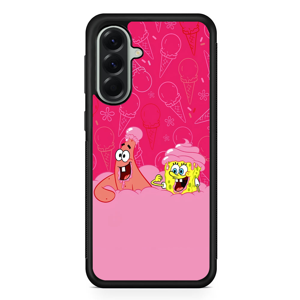 Spongebob and Patrick Eating Ice Cream Samsung Galaxy A56 Case | Samsung Galaxy A56 Protective Rubber Case
