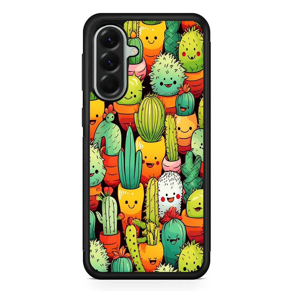Cactus Cartoon in Pots Samsung Galaxy A56 Case | Samsung Galaxy A56 Protective Rubber Case