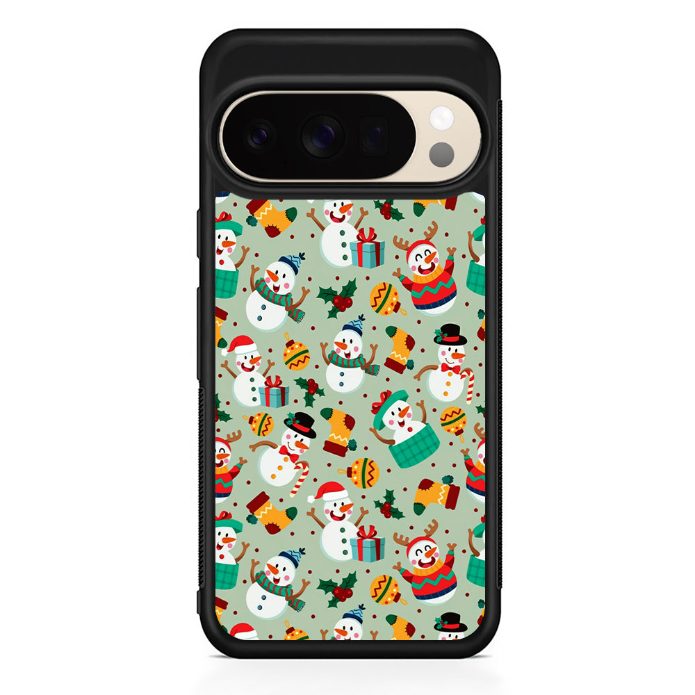 Snowman Cartoon Christmas Pattern Google Pixel 10 Pro XL Case | Slim Google Pixel 10 Pro XL Protective Case