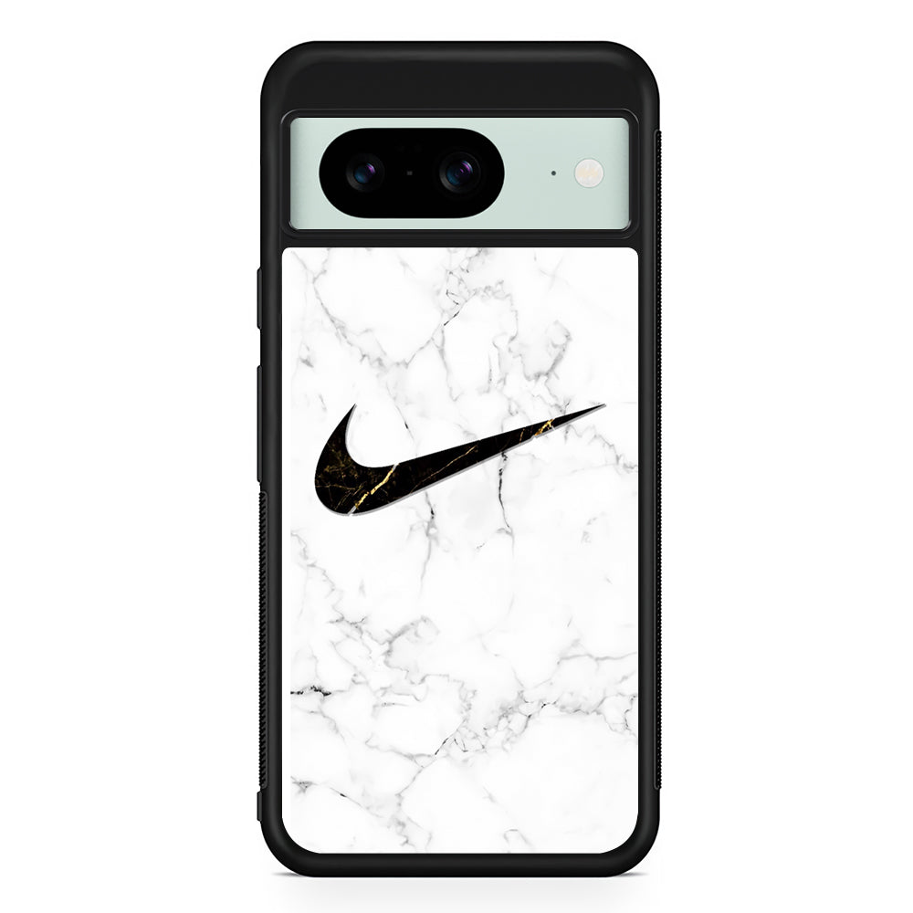 Nike Gold Line in Marble Google Pixel 8 Case | Slim Rubber Case for Google Pixel 8
