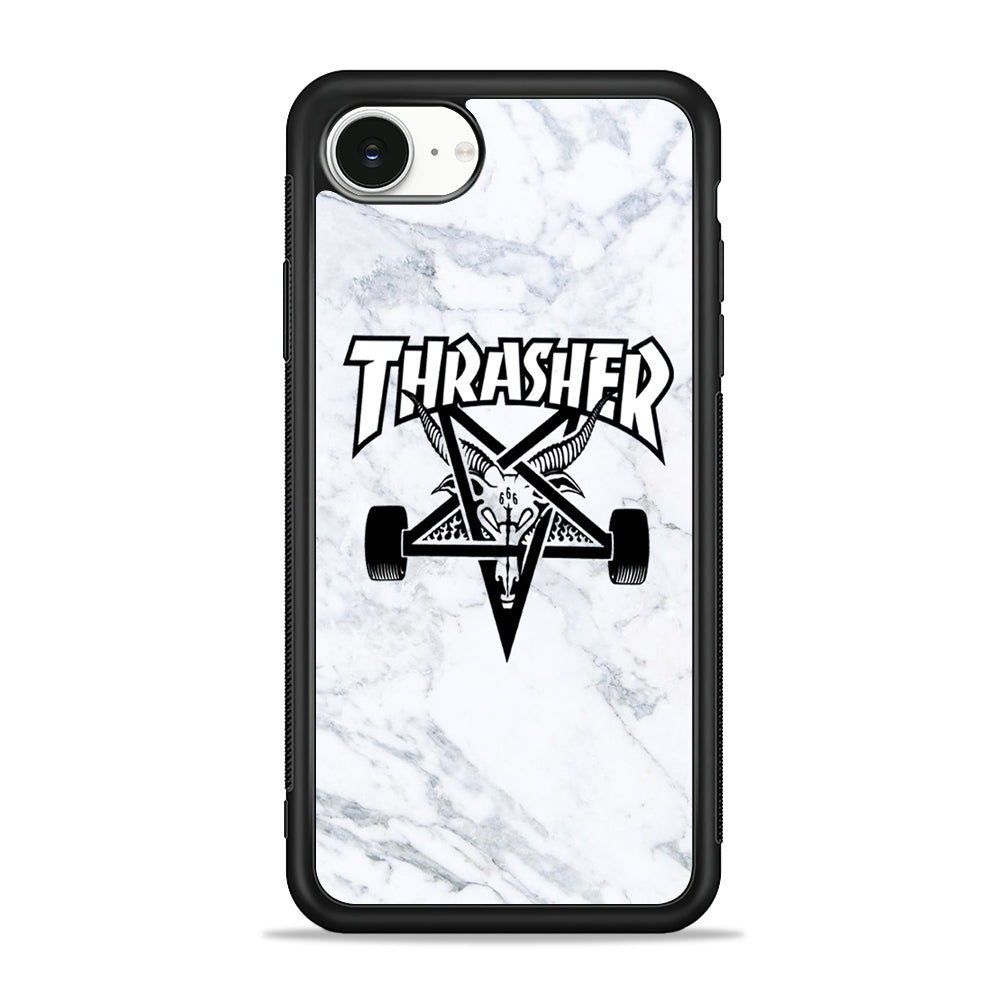 Thrasher x Pentagram White Marble iPhone 16e Case - Slim Silicone Case