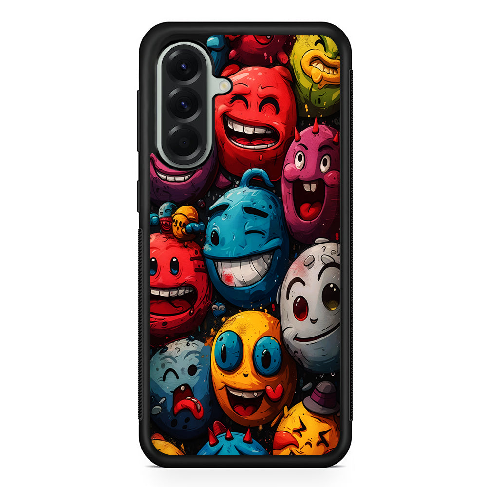 Colorful Funny Emoticons Doodle Samsung Galaxy A56 Case | Samsung Galaxy A56 Protective Rubber Case