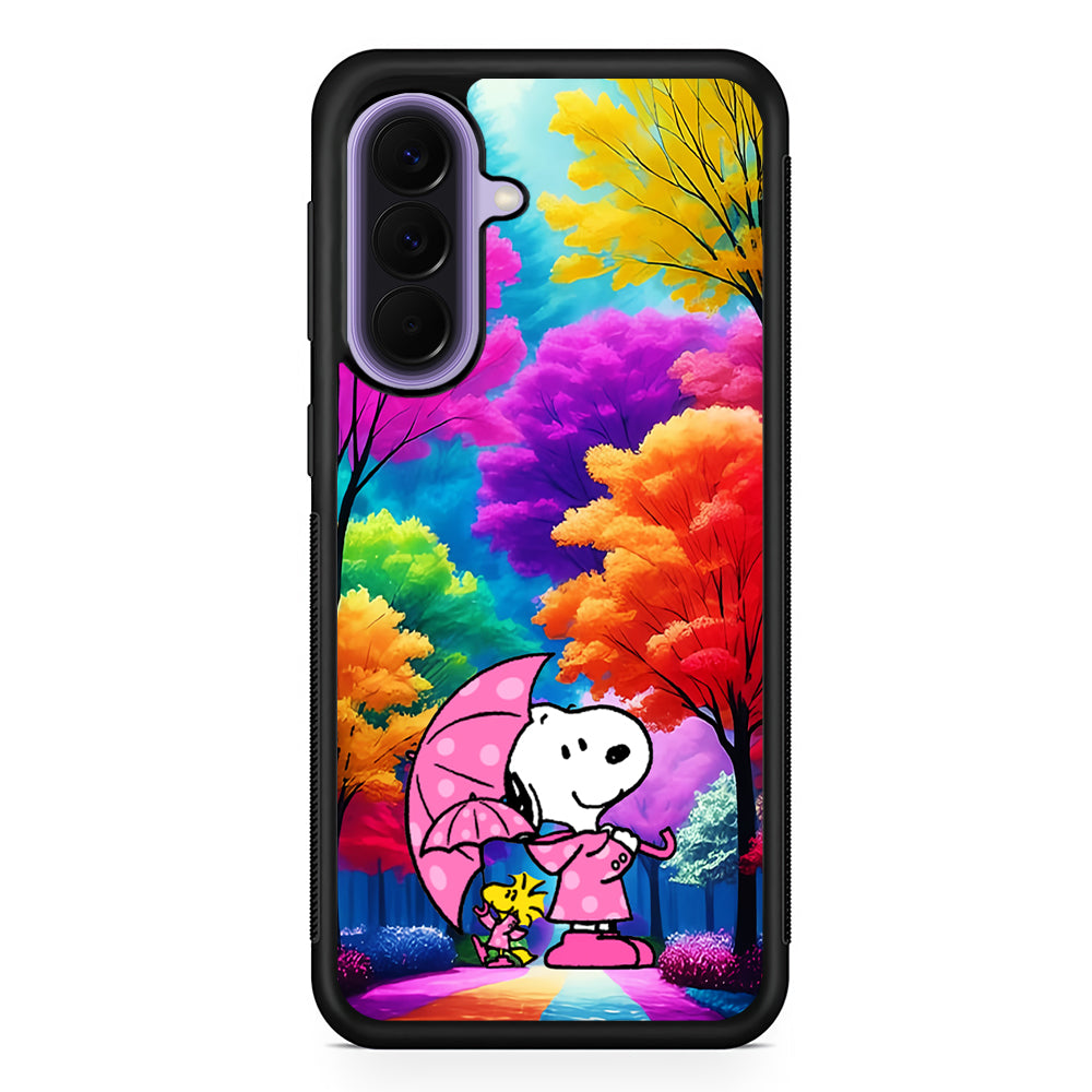 Snoopy and Woodstock in the Forest Samsung Galaxy A57 Case | Slim Samsung Galaxy A57 Rubber Case