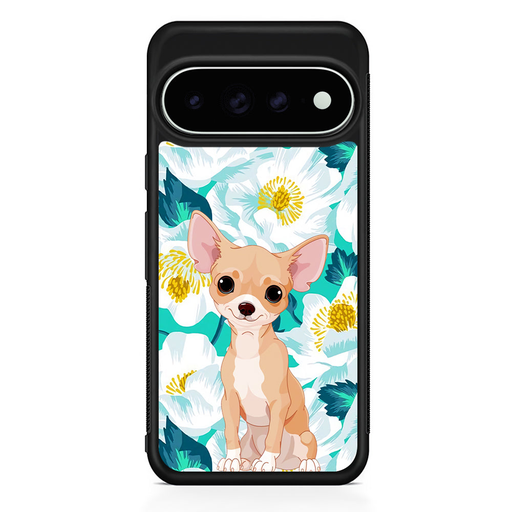 Chihuahua Dog Flower Blue Google Pixel 11 Pro XL Case - Custom Design Protective Case