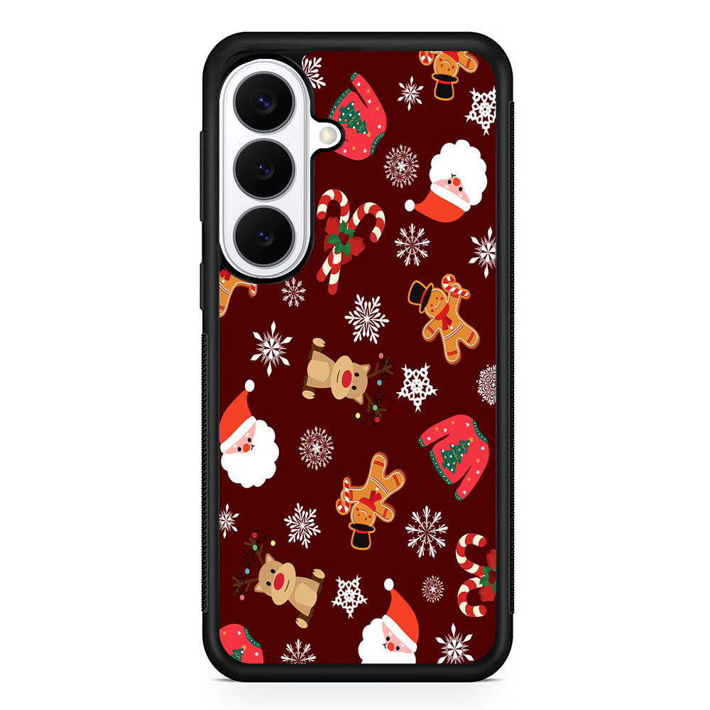 Christmas Ornaments Pattern Maroon Samsung Galaxy S26 Plus Case | Slim Protective Cover for Samsung Galaxy S26 Plus