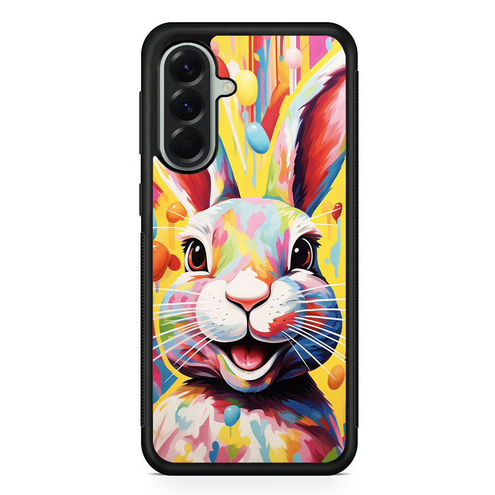 Happy Rabbit Painting Samsung Galaxy A56 Case | Samsung Galaxy A56 Protective Rubber Case