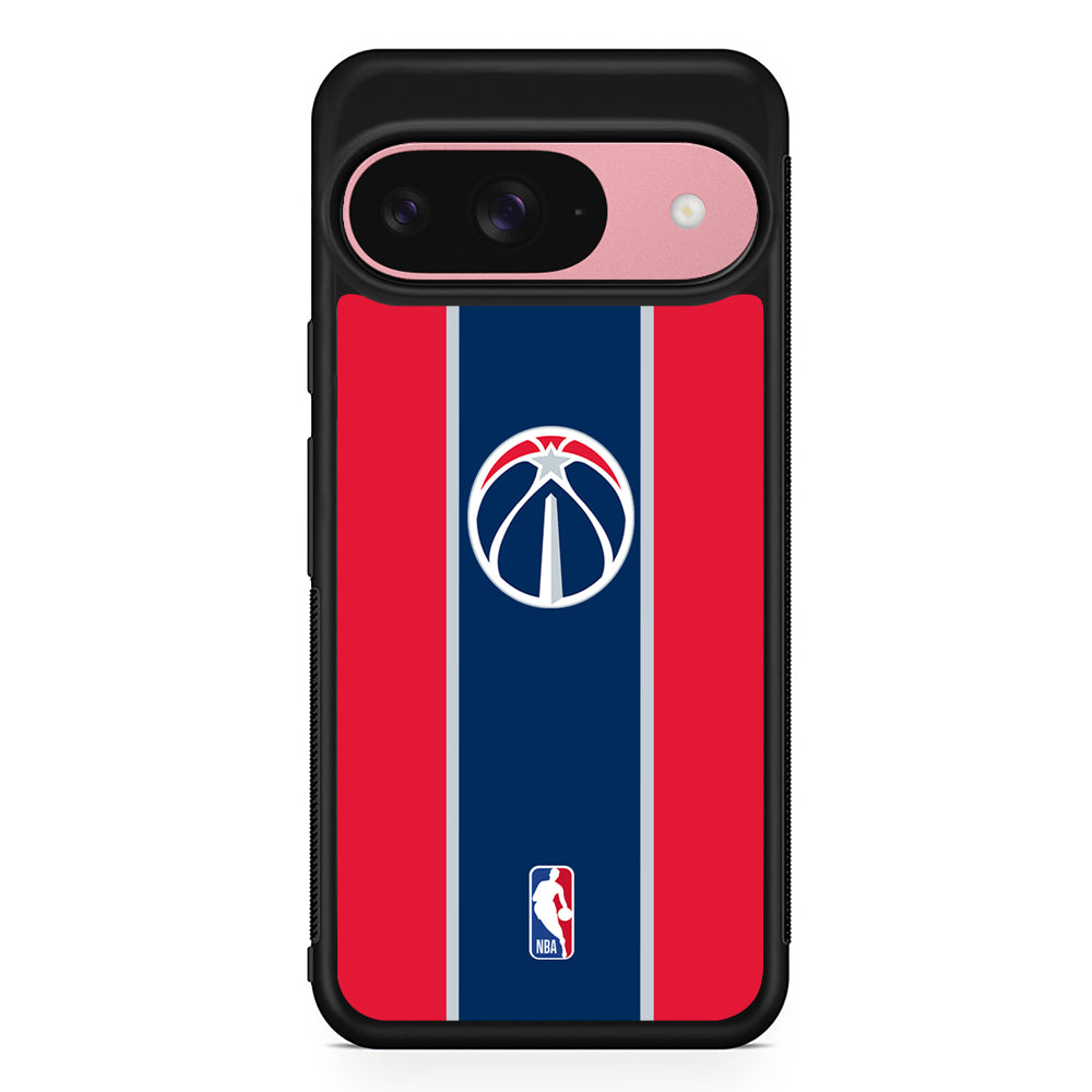 NBA Washington Wizards Stripe Google Pixel 9 Case | Google Pixel 9 Protective Rubber Case