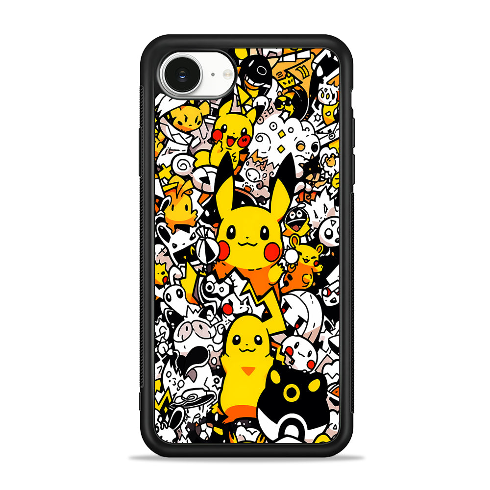 Pokemon Pikachu Doodle iPhone 16e Case | Protective Phone Cover