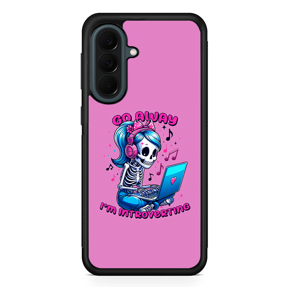 Skeleton Go Away I'm Introverting Samsung Galaxy A37 Case | Samsung Galaxy A37 Rubber Phone Case