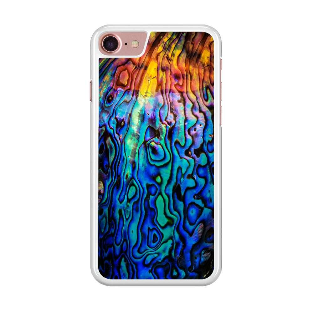 Abalone Shell Colorful iPhone SE 2020 Case-Rubber / White (2D Case)-Xtracase