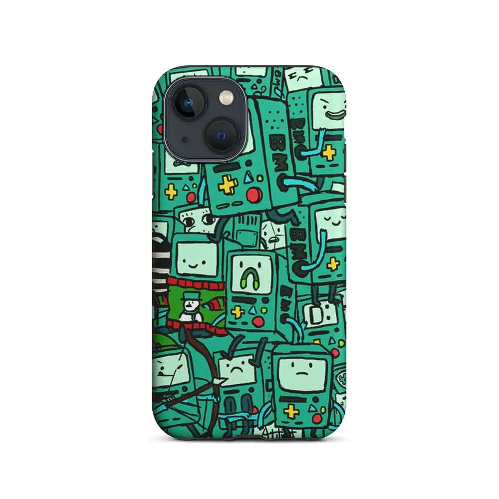 Adventure Time BMO Pattern iPhone 15 Plus Case-2 in 1 Tough Case-Xtracase