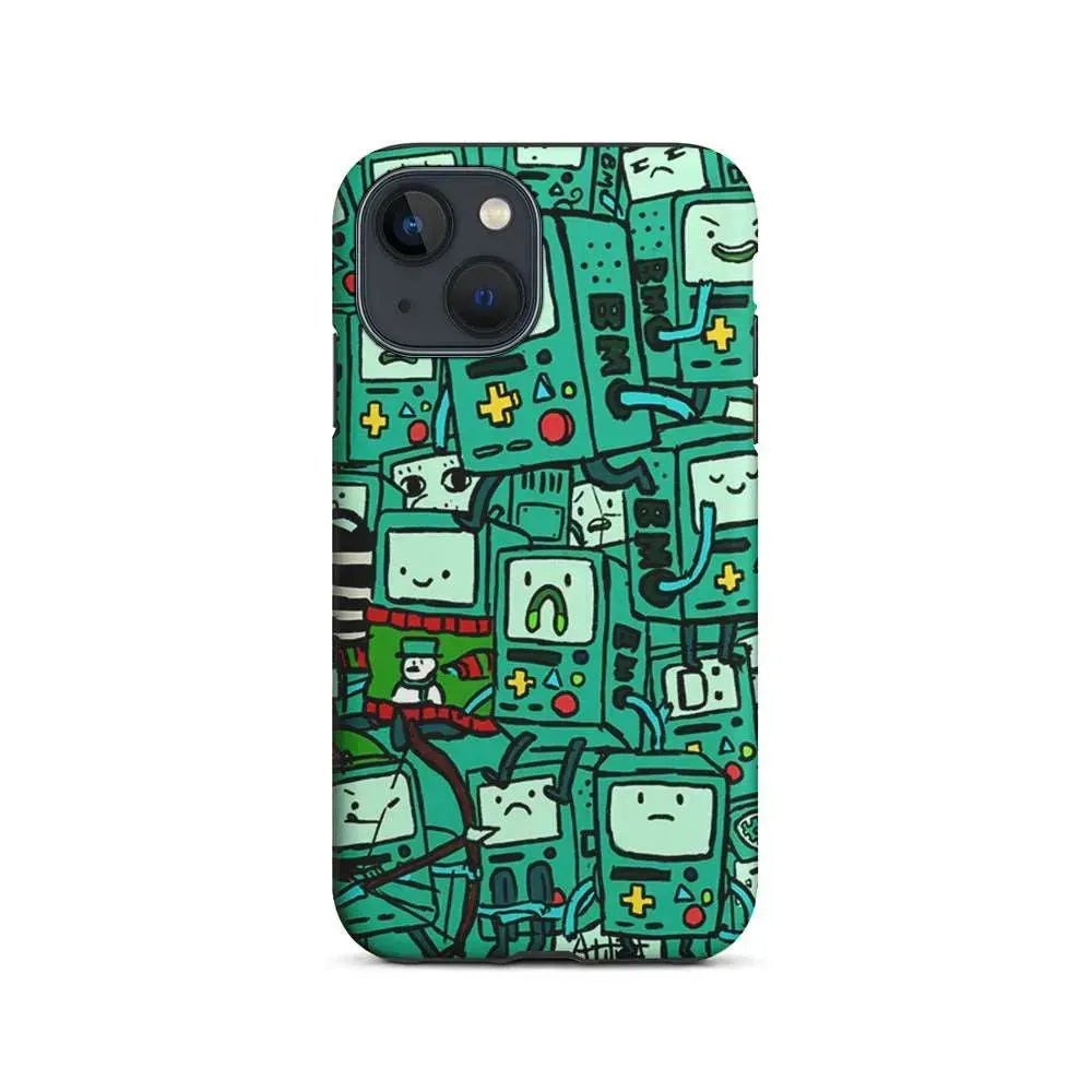 Adventure Time BMO Pattern iPhone 13 Mini Case-2 in 1 Tough Case-Xtracase