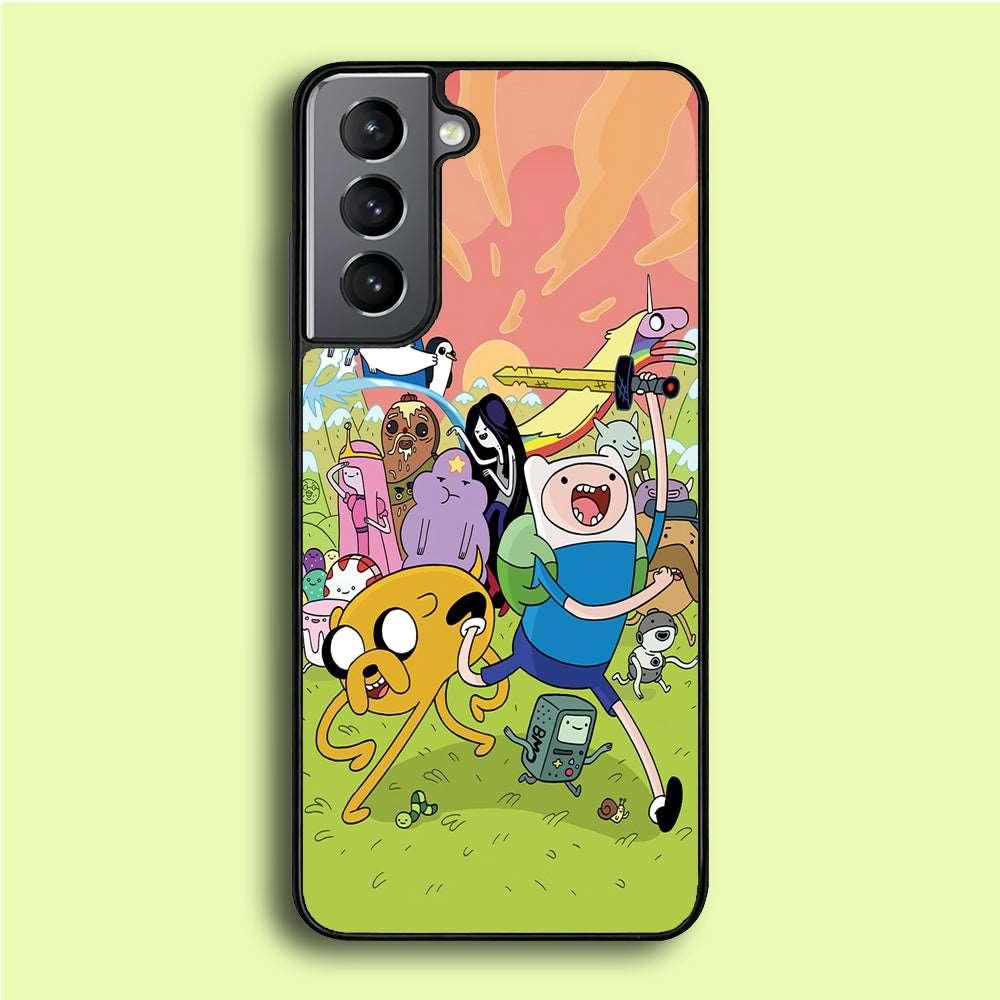 Adventure Time Character Samsung Galaxy S21 Plus Case-Rubber / Black (2D Case)-Xtracase