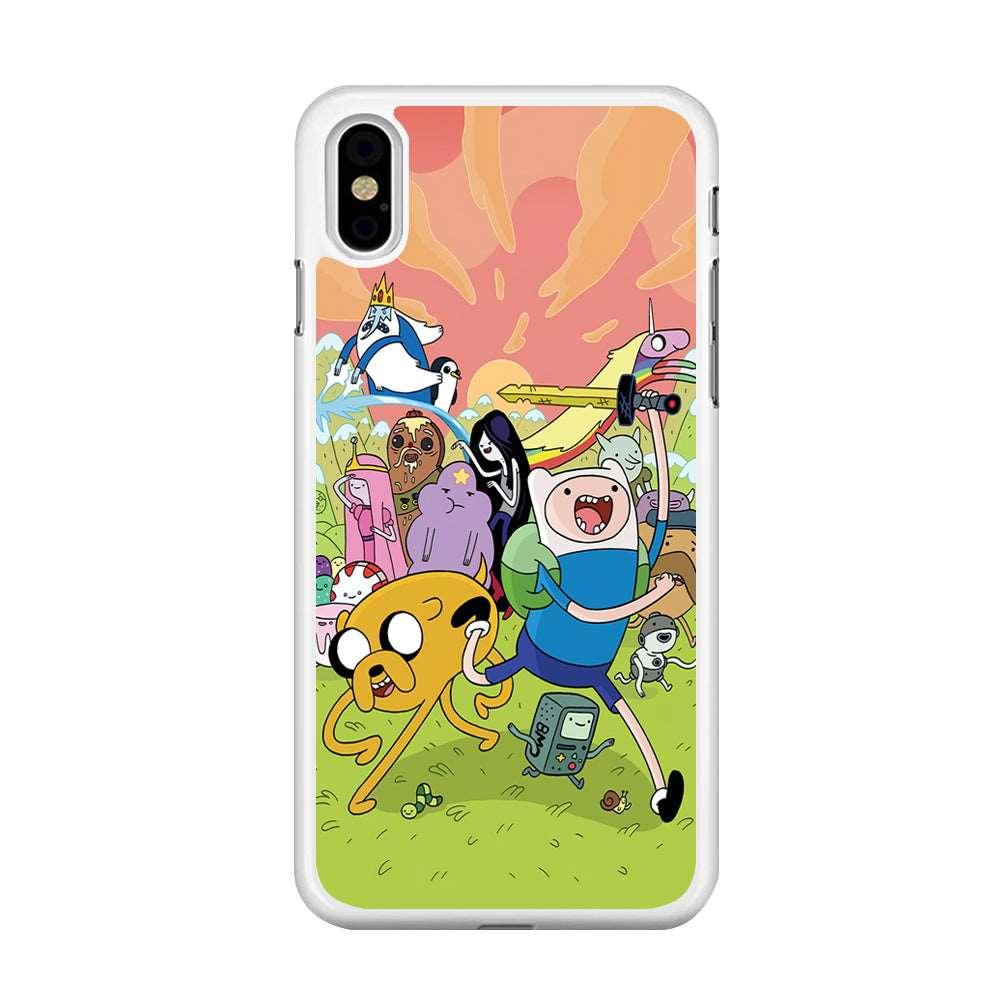 Adventure Time Character iPhone Xs Case-Rubber / White (2D Case)-Xtracase