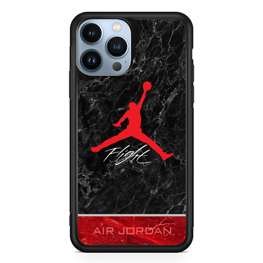 Air Jordan Flight Black Marble iPhone 14 Pro Case-Xtracase